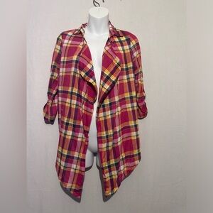 Self Esteem Plaid Cardigan - Red and Yellow, sz 8
